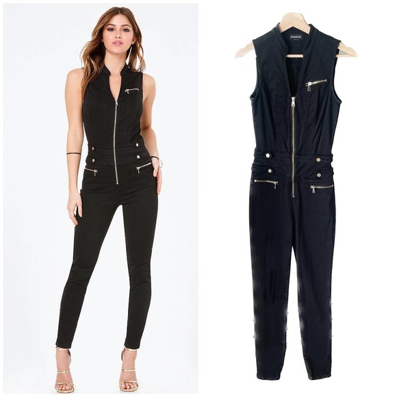 BEBE Nikita Sleeveless Zipper Jumpsuit 25 - Picture 1 of 14